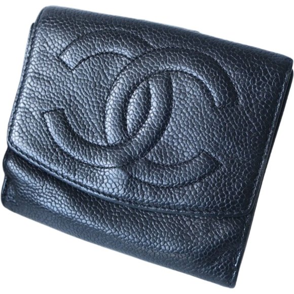 353119F V Chanel Wallet Black CC Caviar Leather - Picture 1 of 10